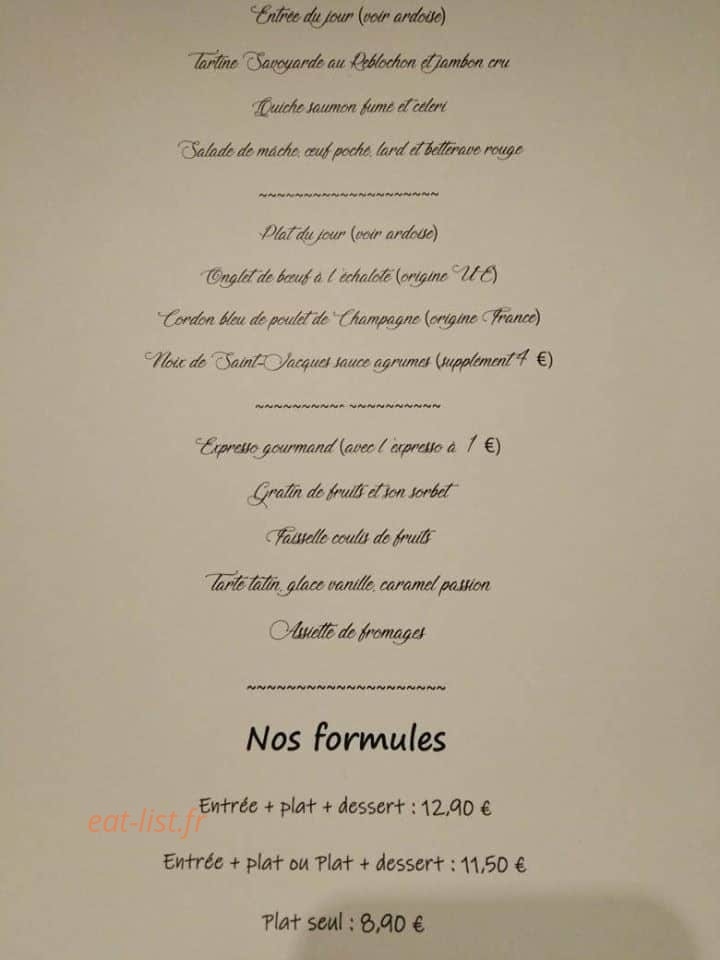 Le Bistrot — carte page 1