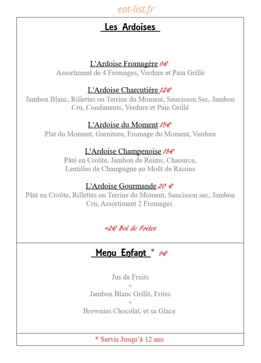 L' Ardoise Gourmande — carte page 3