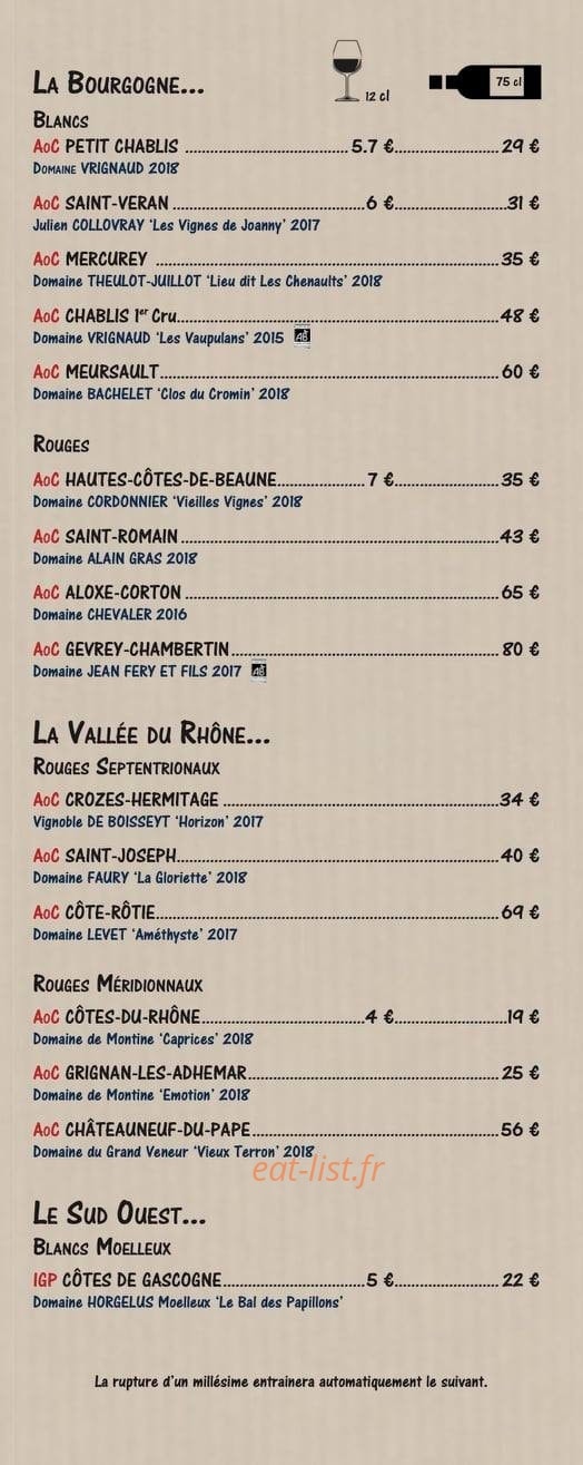 La Table du 18 — carte page 6