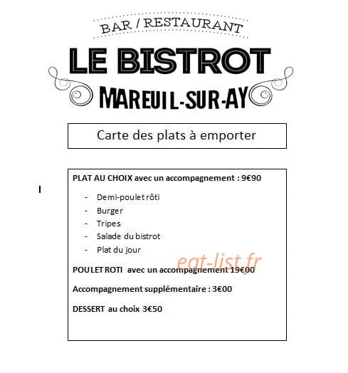 Le bistrot — carte page 1