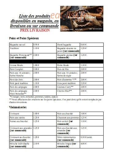 Boulangerie Lejeune — carte page 1