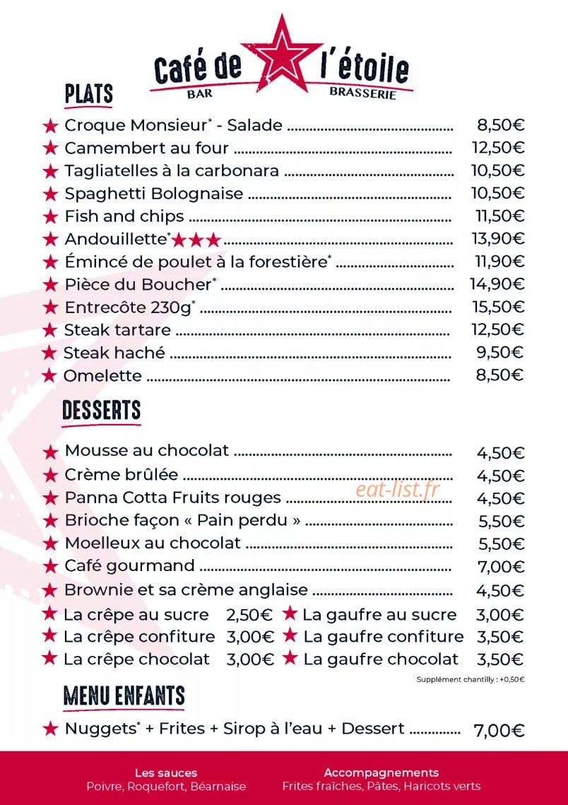 Café de l’étoile — carte page 1