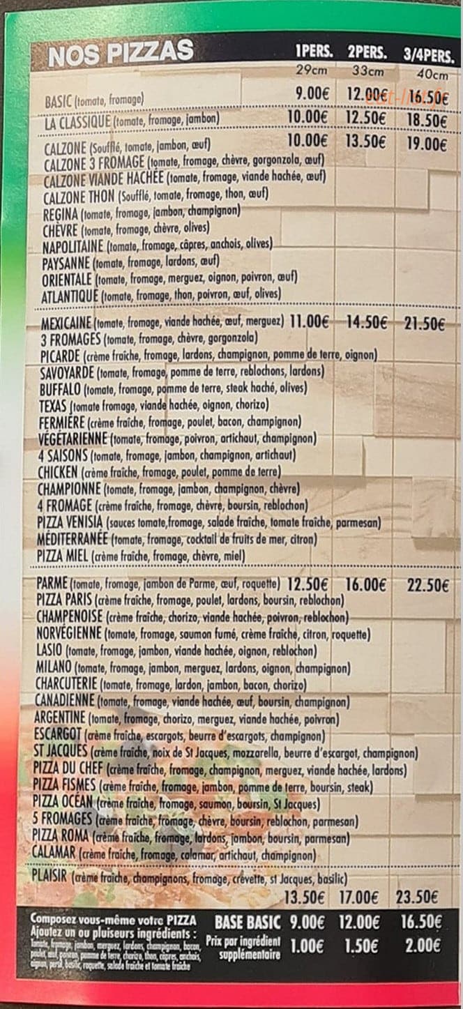 Pizza Roma — carte page 2