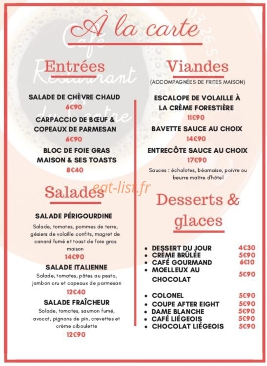 Café Restaurant du Centre — carte page 2