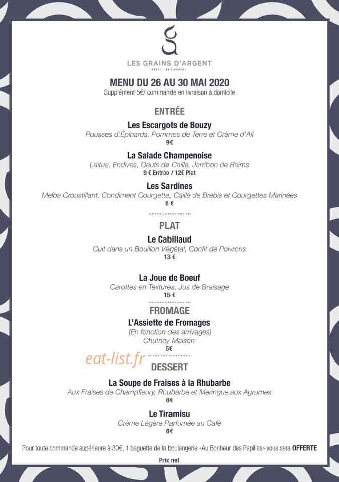 Les Grains d'Argent — carte page 1