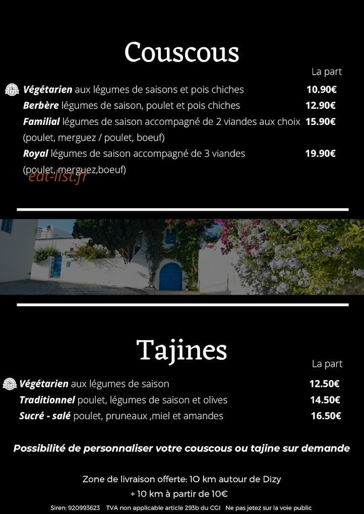 Les saveurs d'orient — carte page 1