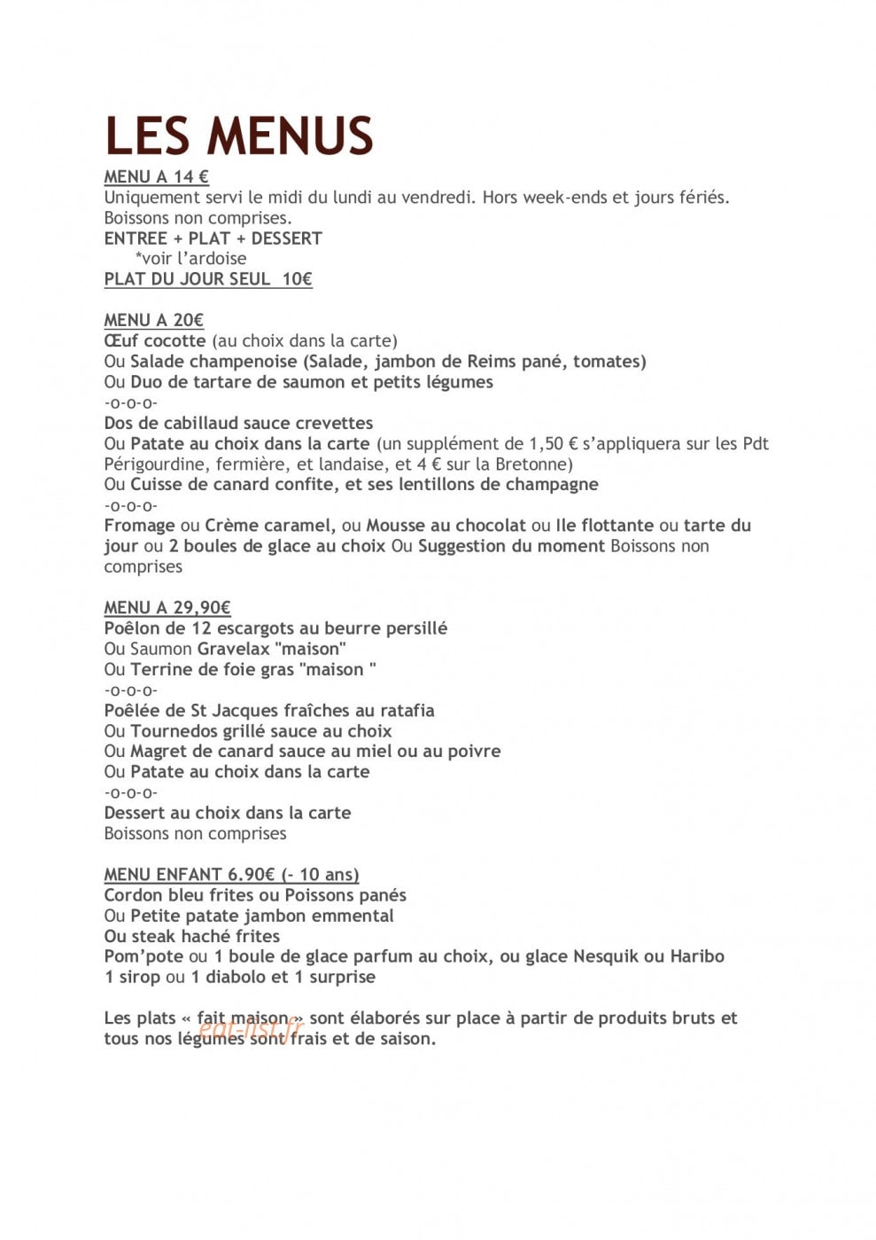 Au Petit Fourneau — carte page 2