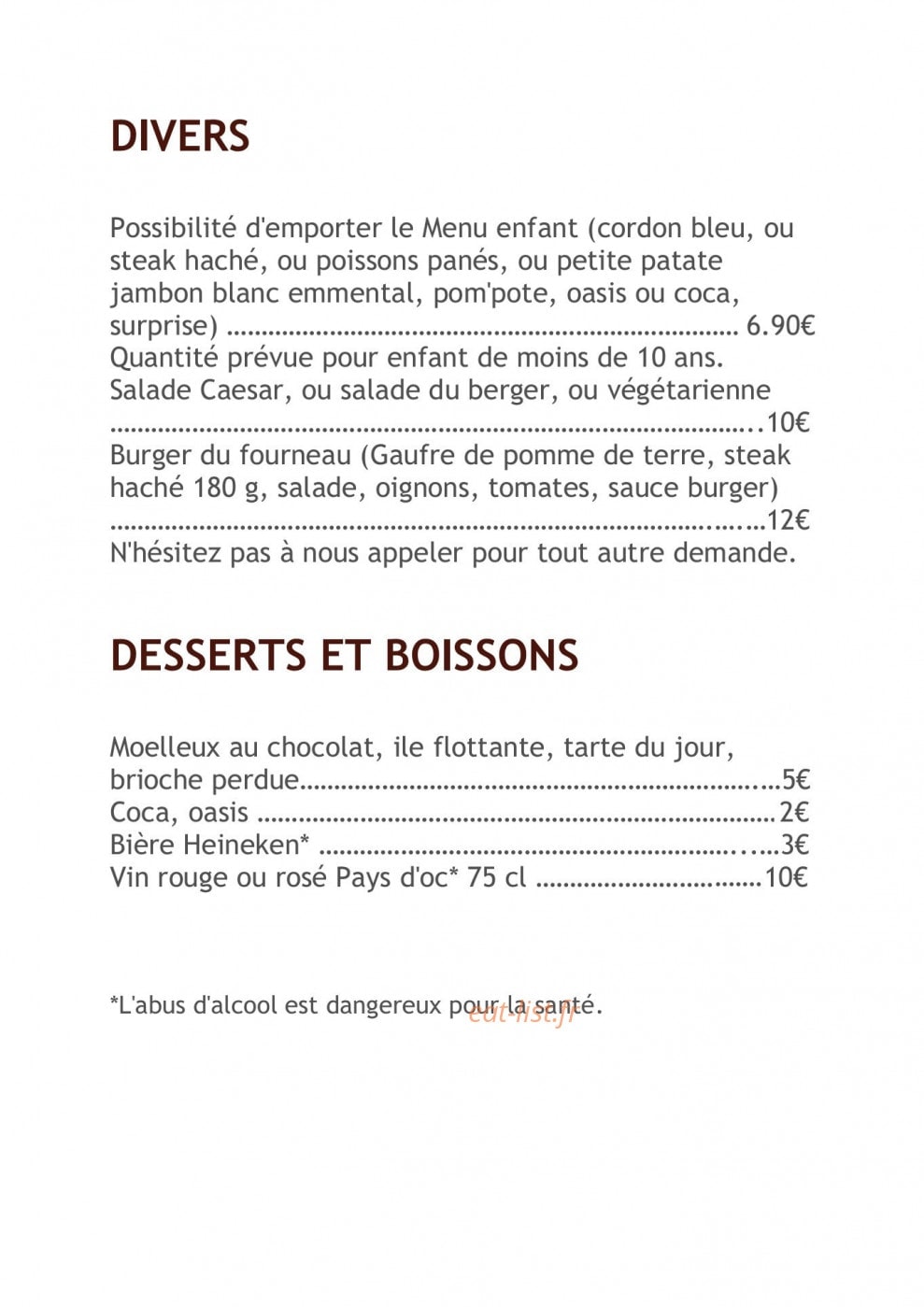 Au Petit Fourneau — carte page 3