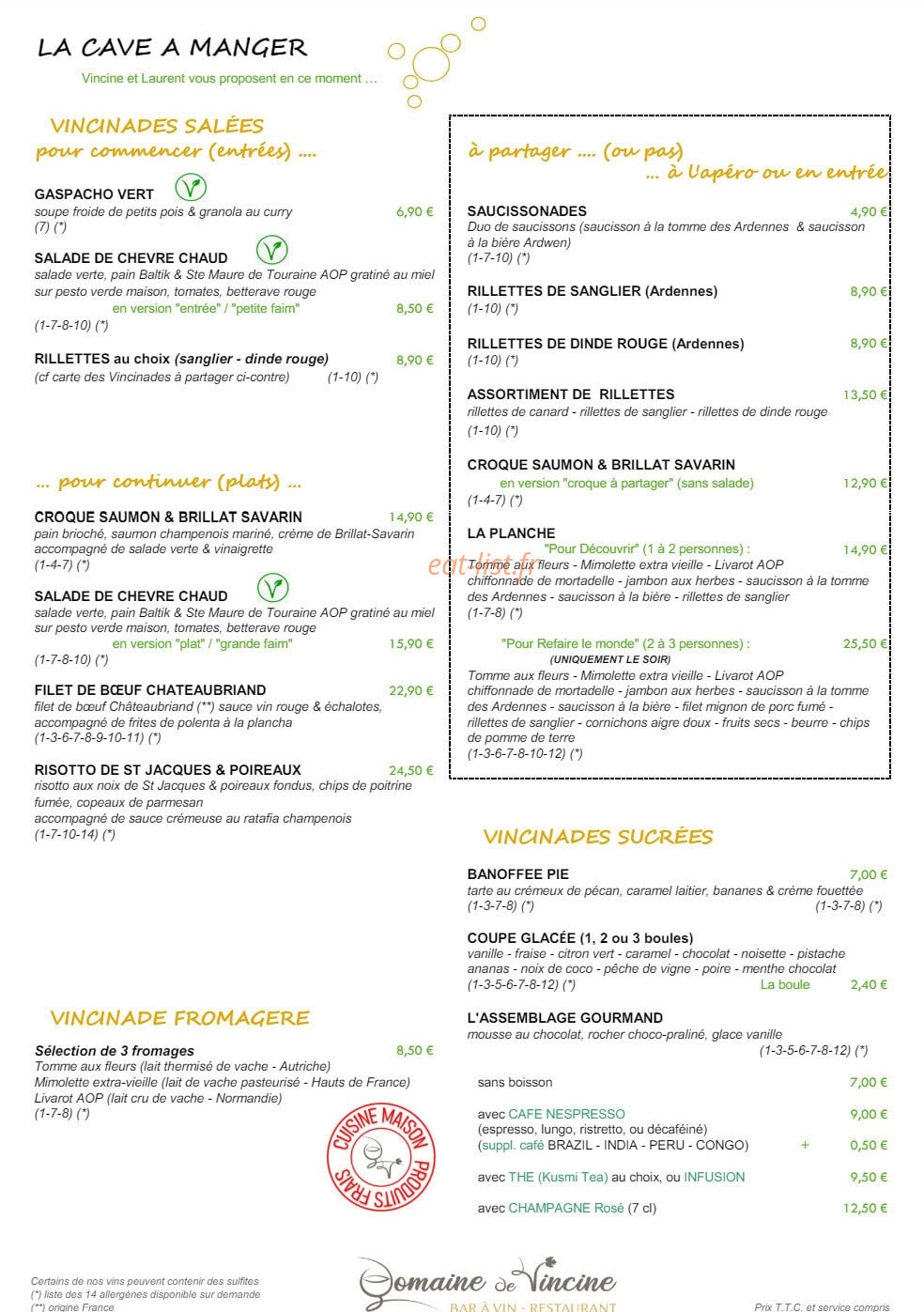 Domaine de Vincine — carte page 1
