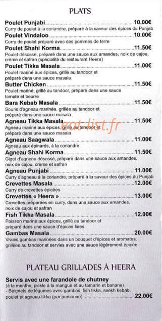 Heera Restaurant — carte page 3