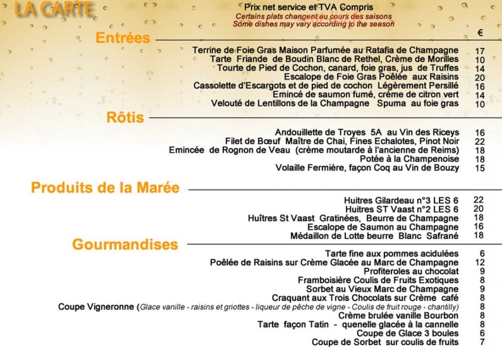 La Cave à Champagne — carte page 5