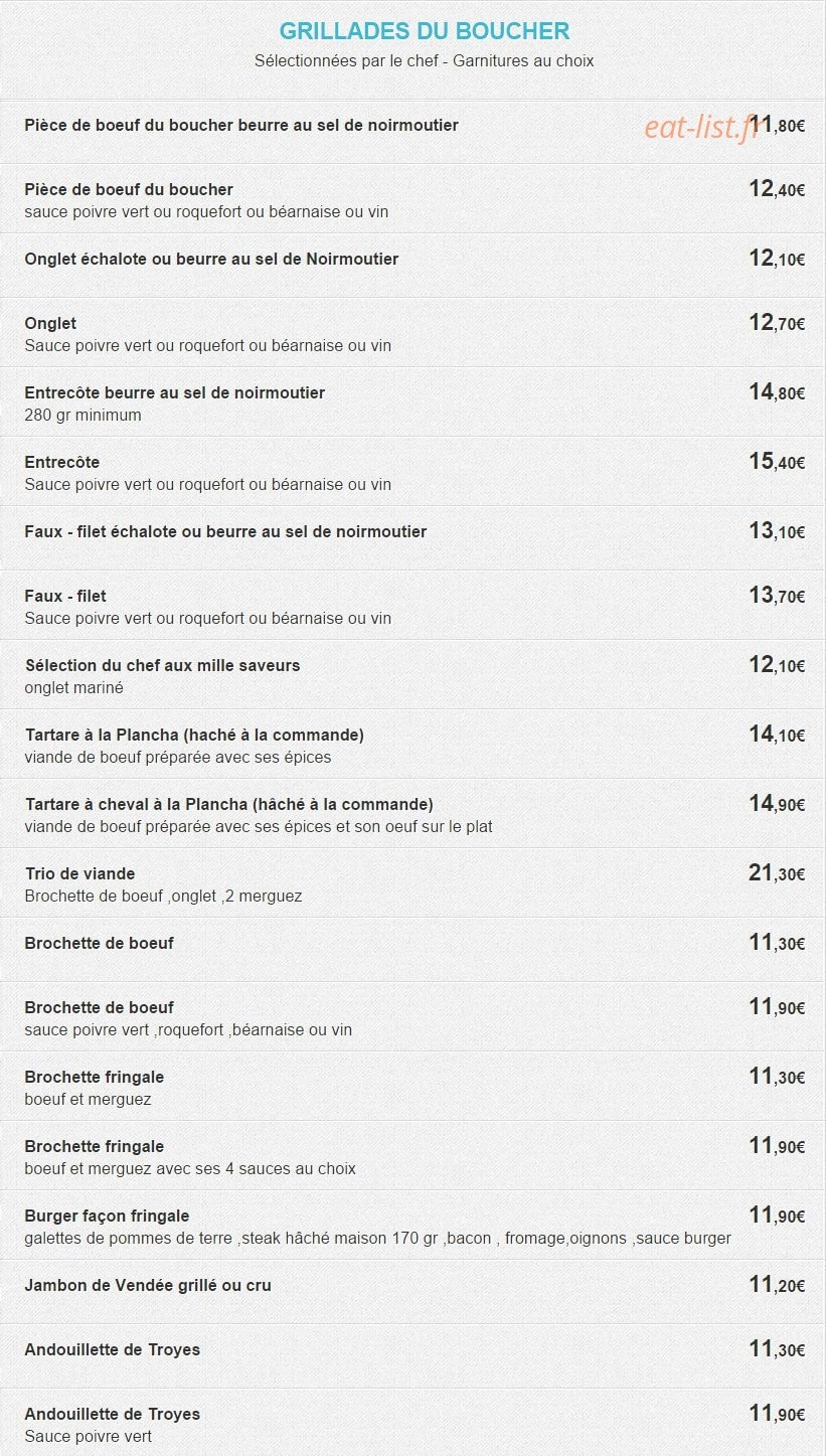 La Fringale — carte page 2