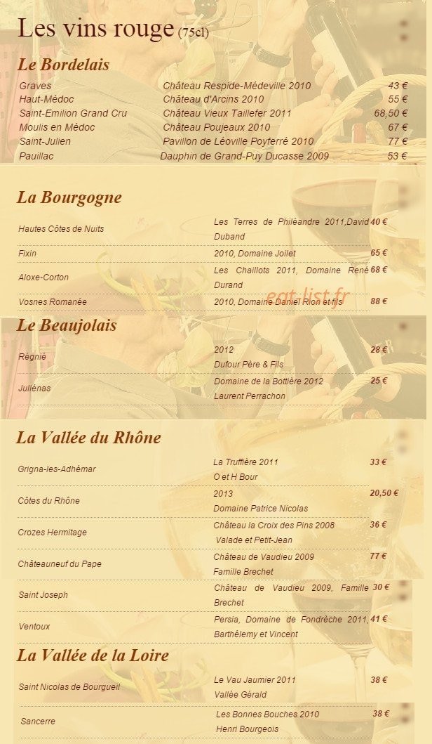 La Table Kobus — carte page 2