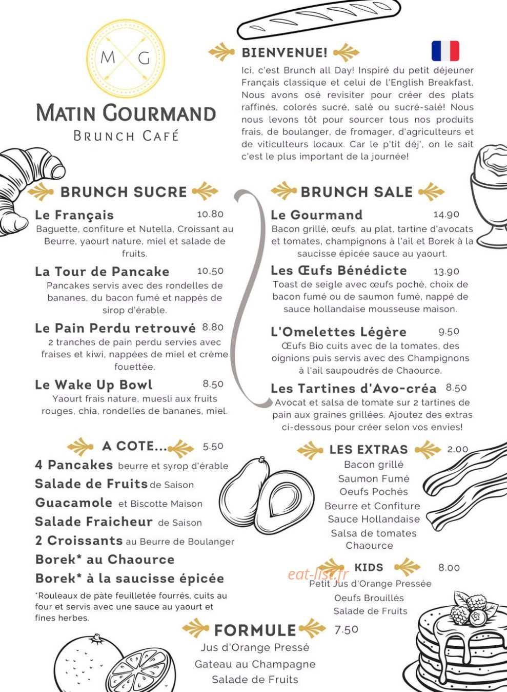 Matin Gourmand — carte page 1