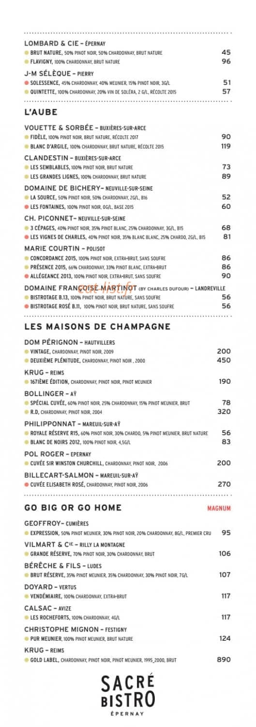 Sacré Bistro — carte page 4