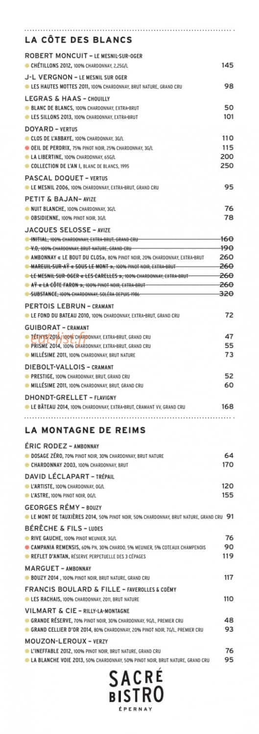Sacré Bistro — carte page 6