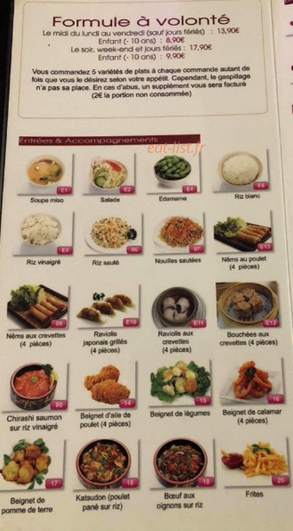 Sushi Epernay — carte page 1