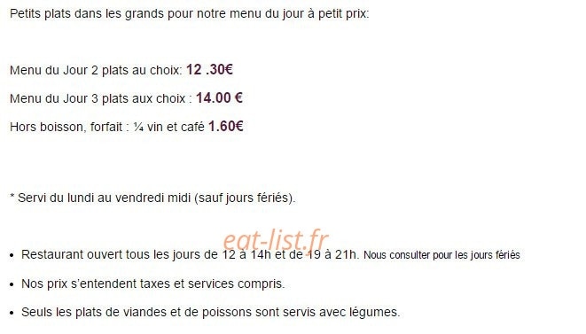 L’Auberge Champenoise — carte page 1