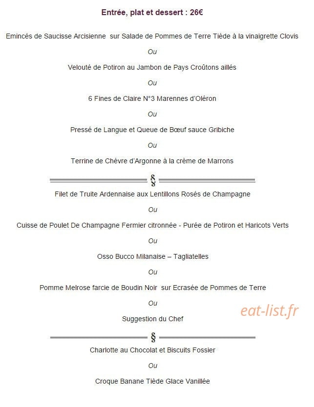 L’Auberge Champenoise — carte page 3