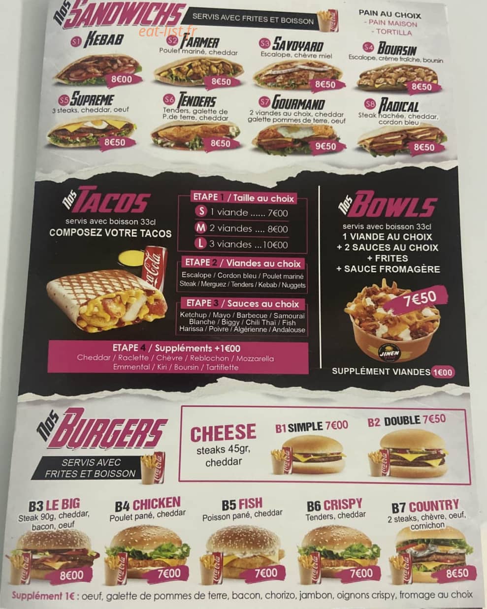 Jinene food — carte page 2