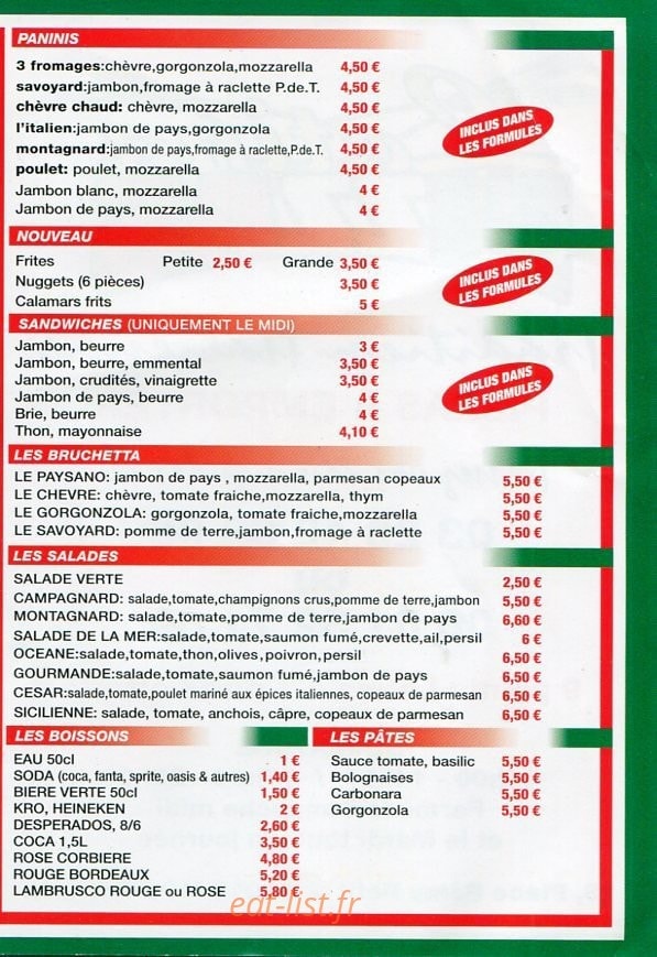 Latina Pizzas — carte page 3