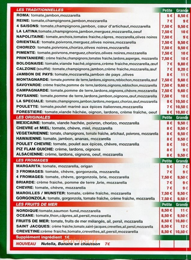 Latina Pizzas — carte page 2