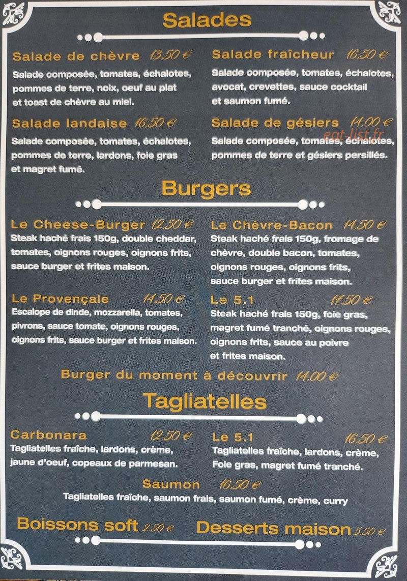 Restaurant le 5.1 — carte page 1