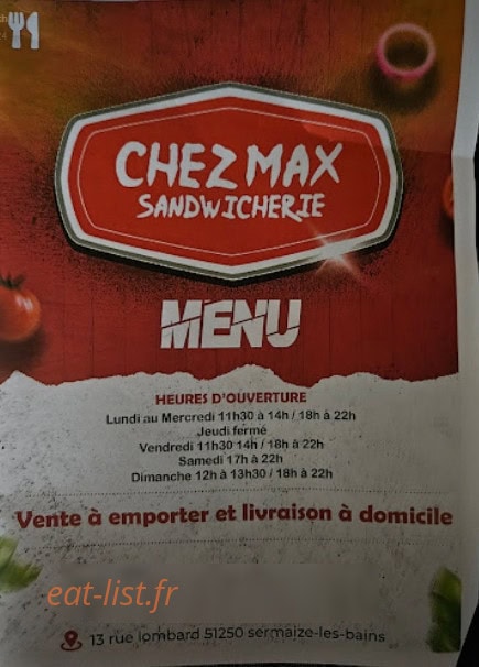 Chez Max — carte page 1
