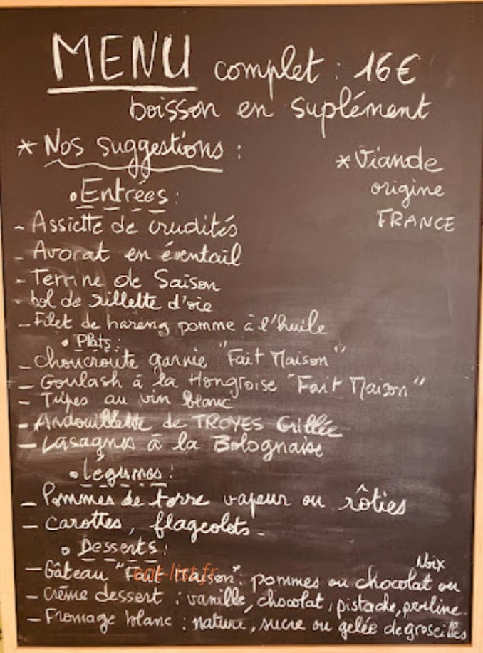 Le P'tit Pub — carte page 1