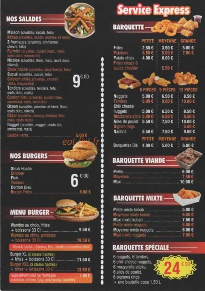 Tacos kebab — carte page 2