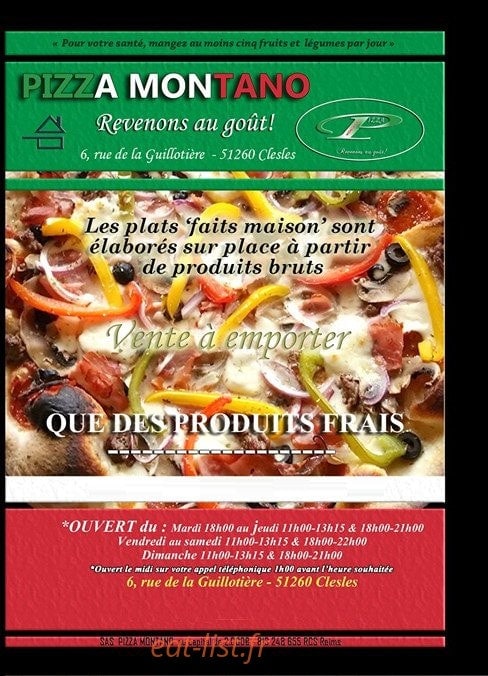 Pizza Montano — carte page 1
