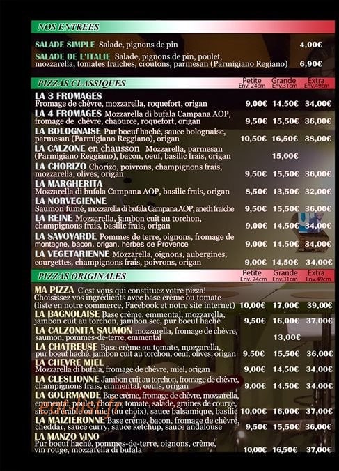 Pizza Montano — carte page 2