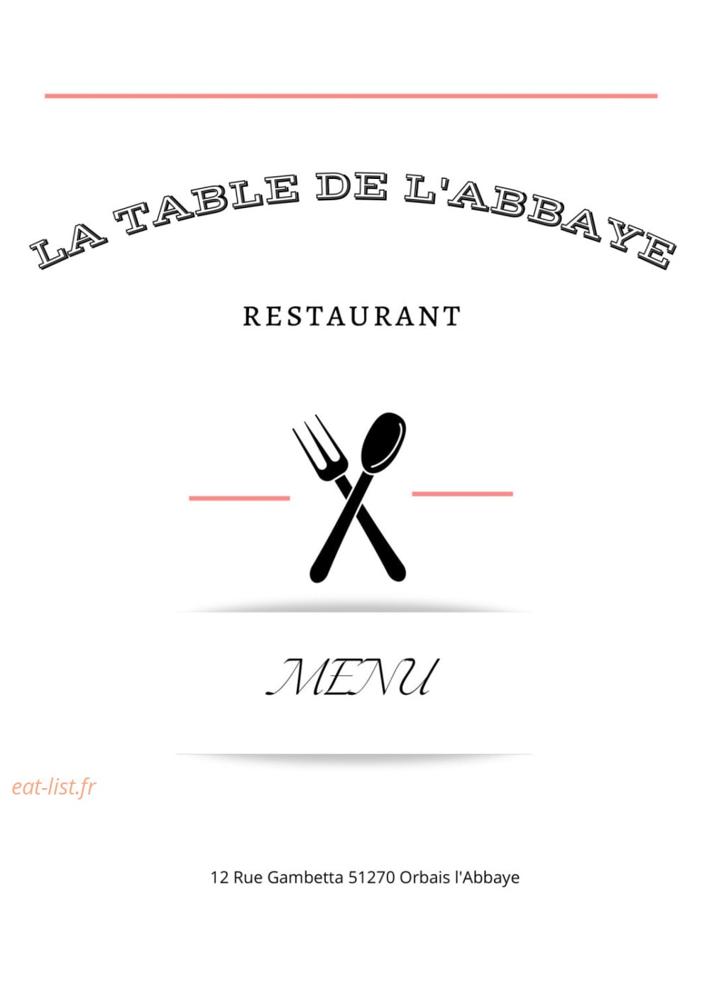 La Table de l'Abbaye — carte page 1