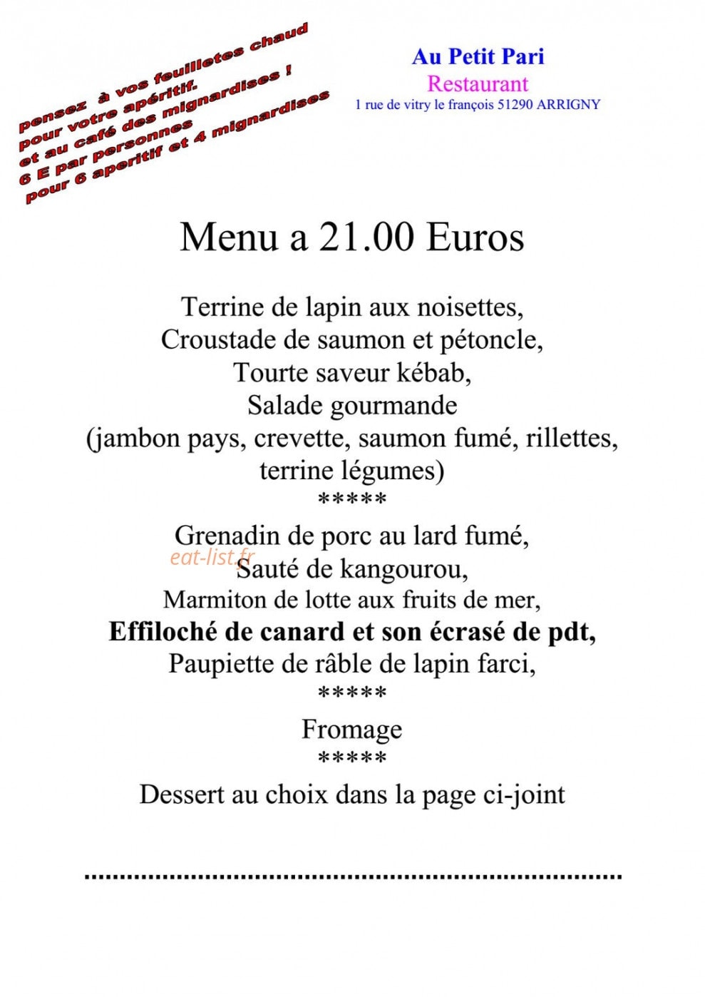 Au petit pari — carte page 13