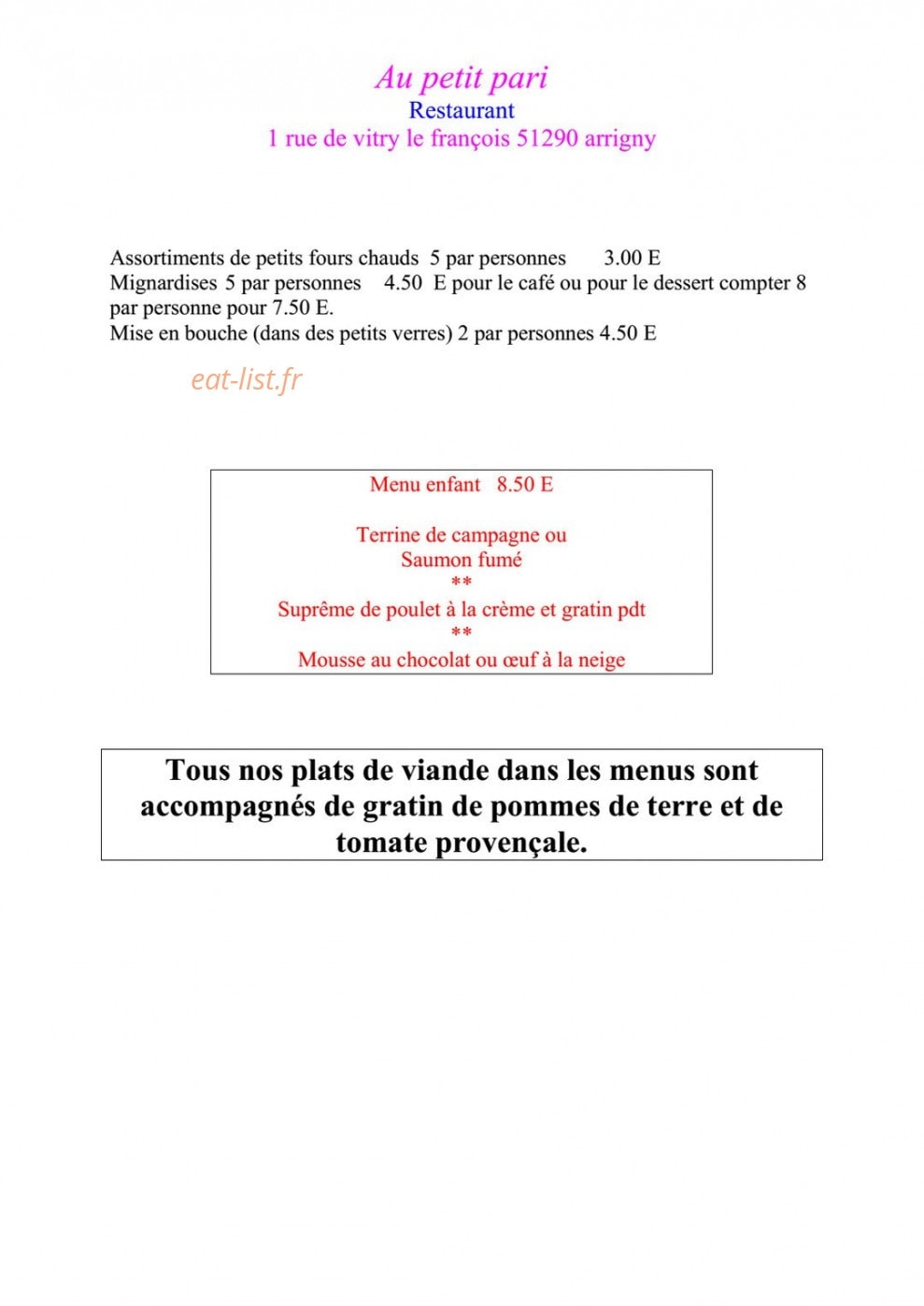 Au petit pari — carte page 19