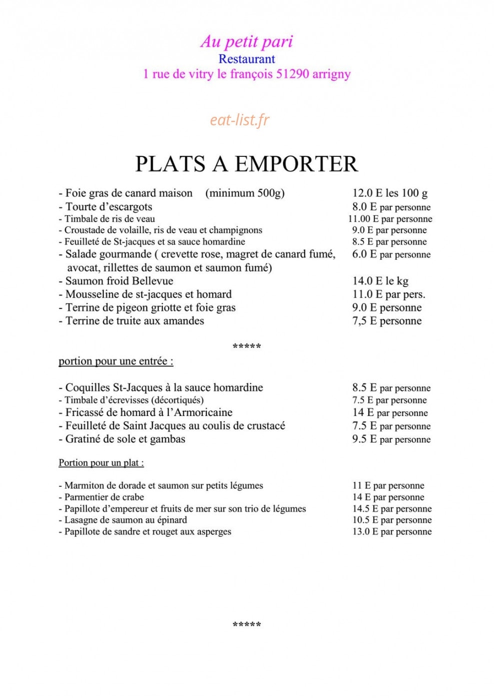 Au petit pari — carte page 17