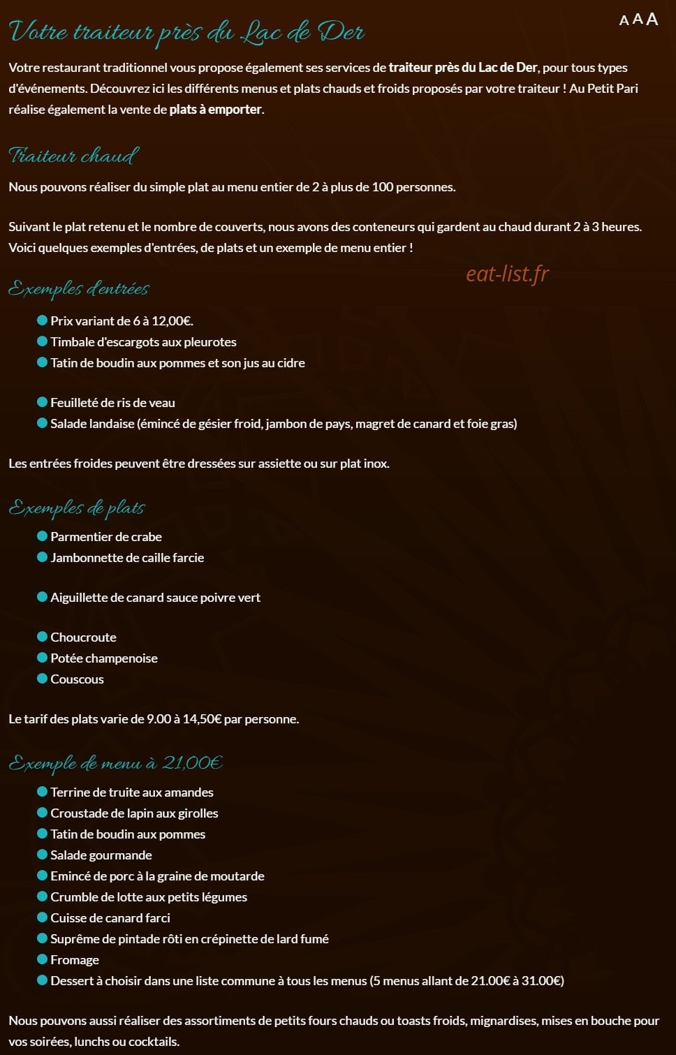 Au petit pari — carte page 6