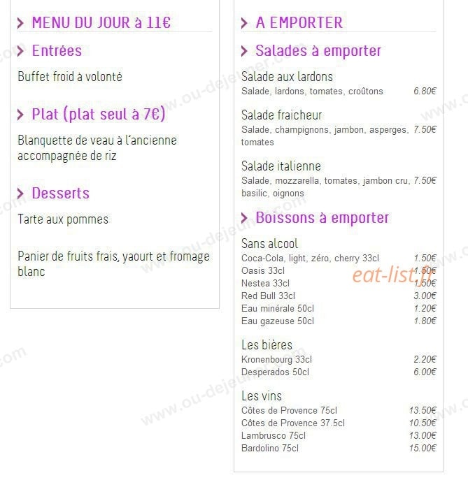 La Petite Auberge — carte page 2