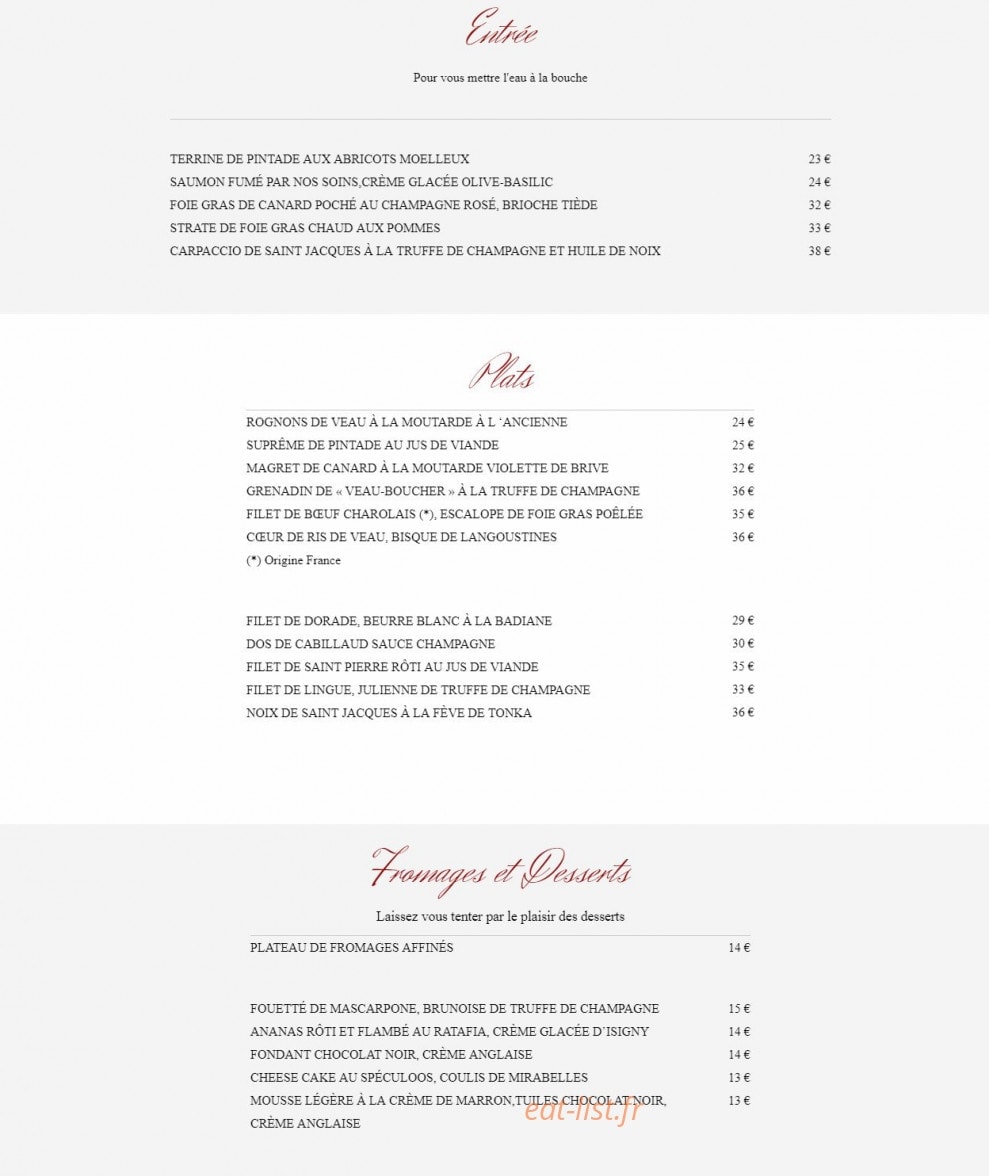 Carte et menu de O délices des papilles à Matignicourt Goncourt — Les entrées, plats, fromages,...