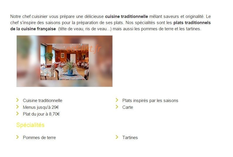 Au Bon Séjour — carte page 1