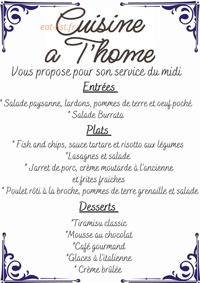 Cuisine A T'home — carte page 1