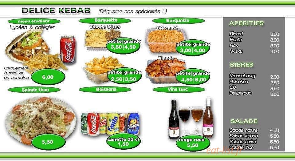 Délice kebab — carte page 1