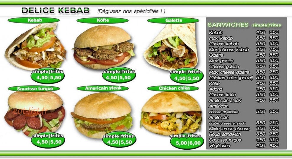 Délice kebab — carte page 3
