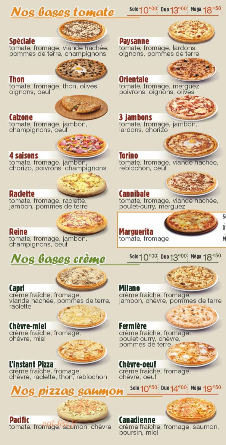 L’instant Pizza — carte page 2