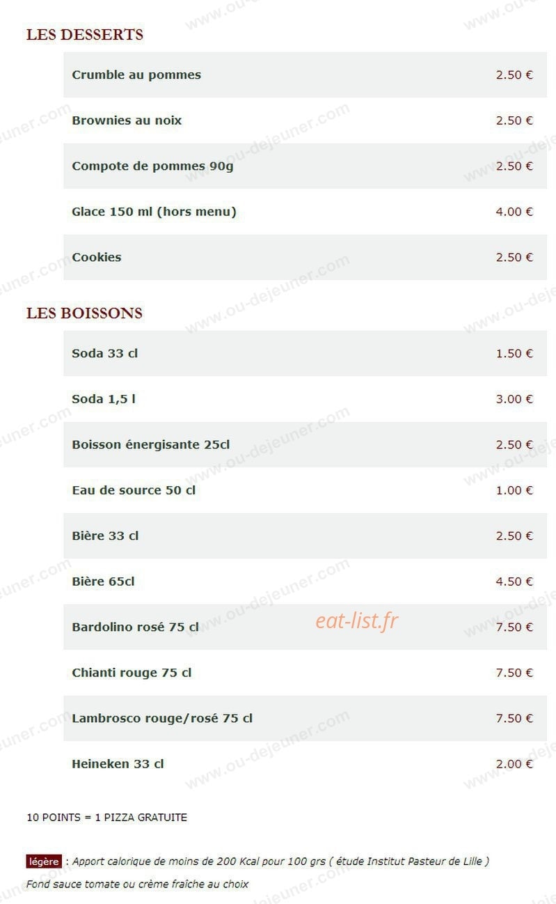 Le Kiosque à Pizzas — carte page 5
