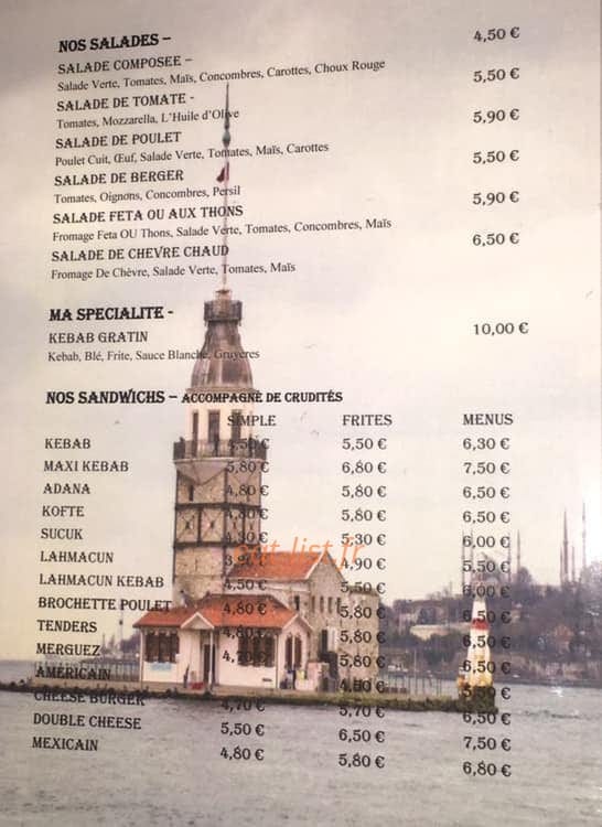 Tacos Kebab — carte page 2