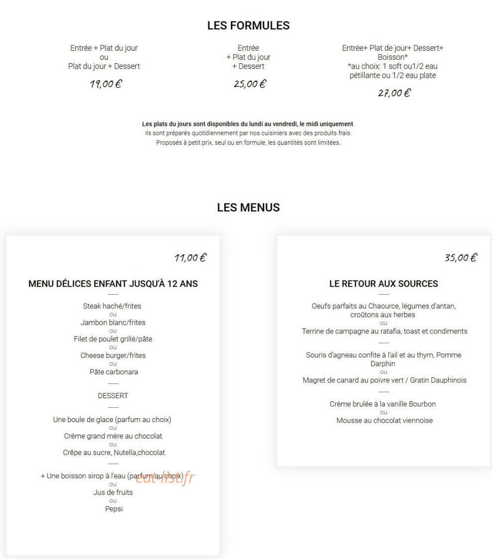 Carte et menu de Aux Délices Des Papilles à Cormontreuil — Les formules et menus