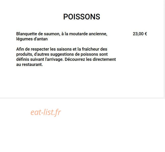 Carte et menu de Aux Délices Des Papilles à Cormontreuil — Les poissons