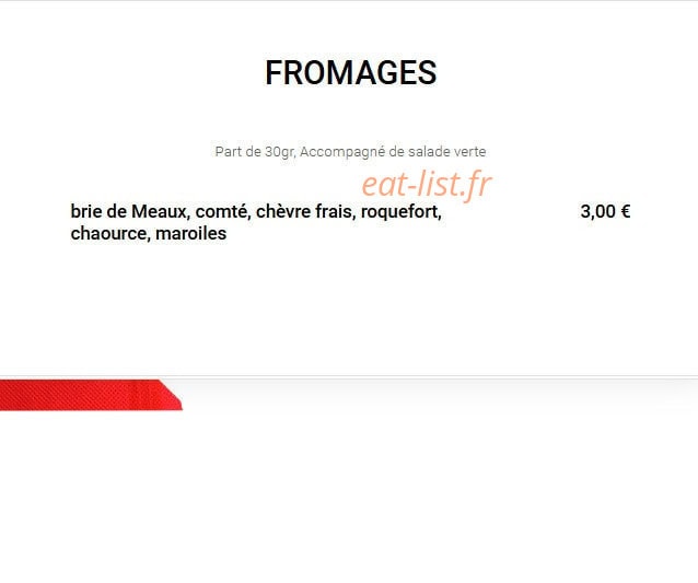 Carte et menu de Aux Délices Des Papilles à Cormontreuil — Les fromages