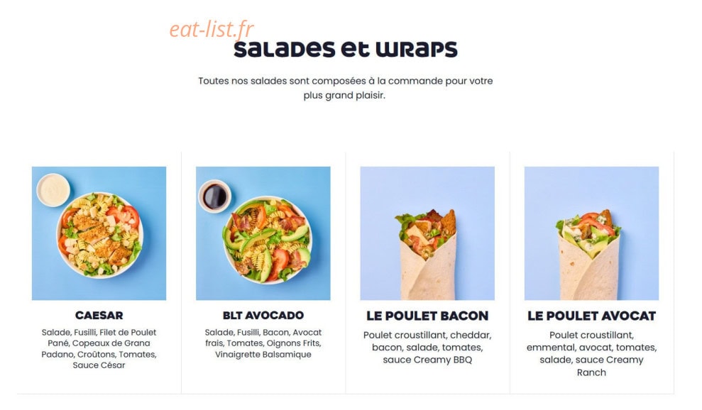 Carte et menu de B Chef à Cormontreuil — Salades et wraps